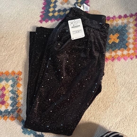 Zara Black Sequin Skinny Pants - Picture 1 of 5
